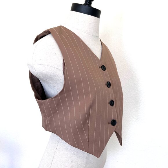 NWT Commense Vest - Mens Style - Crop -Pinstripe Button Down Vest - Size Large - Picture 9 of 10